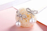 Summer Bowknot Stud Earrings Sterling Silver Circle Freshwater Pearl