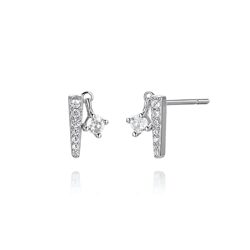 925 Silver Triangle Zircon Stud Earrings for Women Wedding