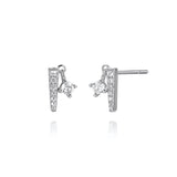 925 Silver Triangle Zircon Stud Earrings for Women Wedding