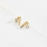925 Silver Triangle Zircon Stud Earrings for Women Wedding