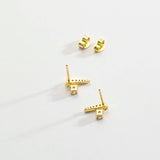 925 Silver Triangle Zircon Stud Earrings for Women Wedding