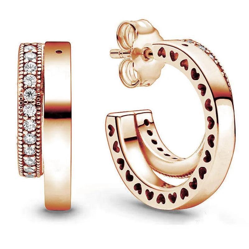 Rose Signature Pave Double Hoop Earring With Crystal For Women