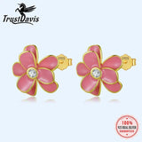 Trustdavis Sterling Silver Flower CZ Stud Earrings