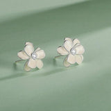 Trustdavis Sterling Silver Flower CZ Stud Earrings