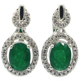 Emerald Sapphire Ruby CZ 925 Silver Stud Earrings