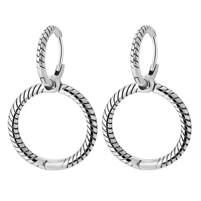 Moments Charm Double Hoop Earrings 925 Sterling Silver Wedding Gift