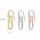 925 Silver Paper Clip Drop Earrings Punk Rock Dangle Jewelry