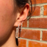 925 Silver Paper Clip Drop Earrings Punk Rock Dangle Jewelry
