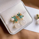 Chinese Style Hetian Jade Pearl Earrings Female