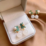 Chinese Style Hetian Jade Pearl Earrings Female