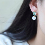 Chinese Style Hetian Jade Pearl Earrings Female