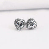 Sparkling Love Heart Crystal Stud Earrings 925 Sterling Silver Wedding Gift