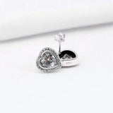 Sparkling Love Heart Crystal Stud Earrings 925 Sterling Silver Wedding Gift