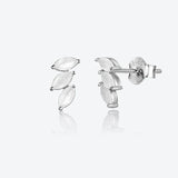 925 Silver Three Ovals Pear Stud Earrings Women Wedding Jewelry