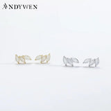 925 Silver Three Ovals Pear Stud Earrings Women Wedding Jewelry