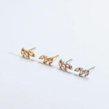 925 Silver Three Ovals Pear Stud Earrings Women Wedding Jewelry