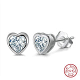 Heart CZ Stud Earrings 925 Silver 14K Plated for Women