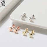 Heart CZ Stud Earrings 925 Silver 14K Plated for Women