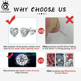 Heart CZ Stud Earrings 925 Silver 14K Plated for Women