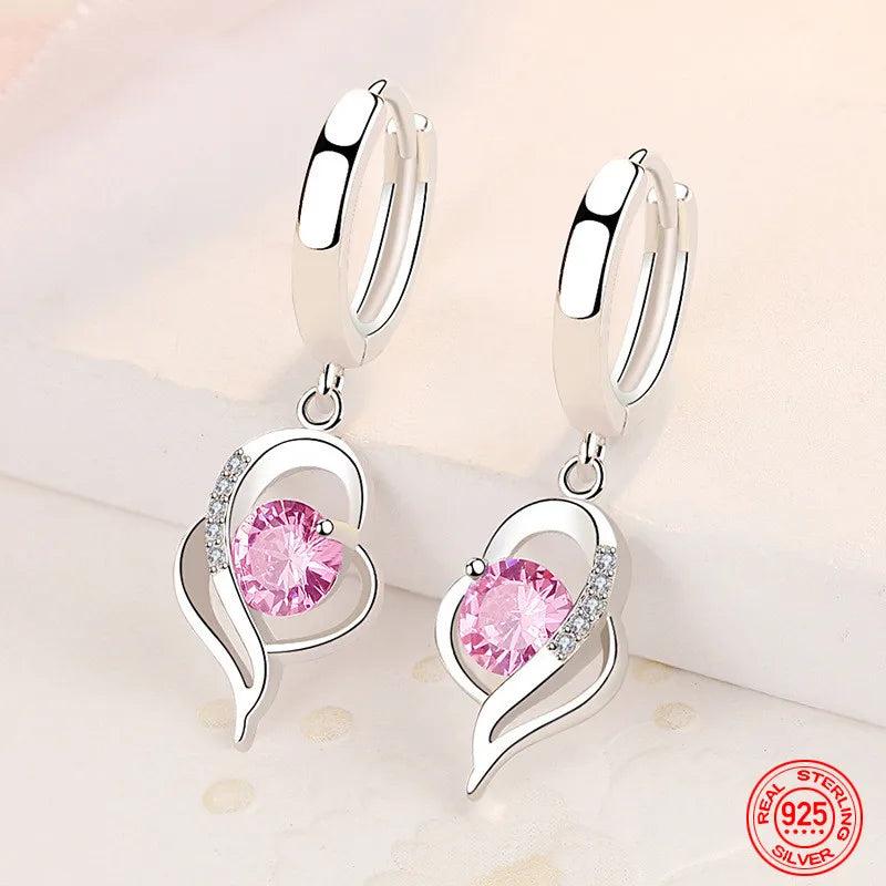 925 Silver Crystal Zircon Earrings for Women