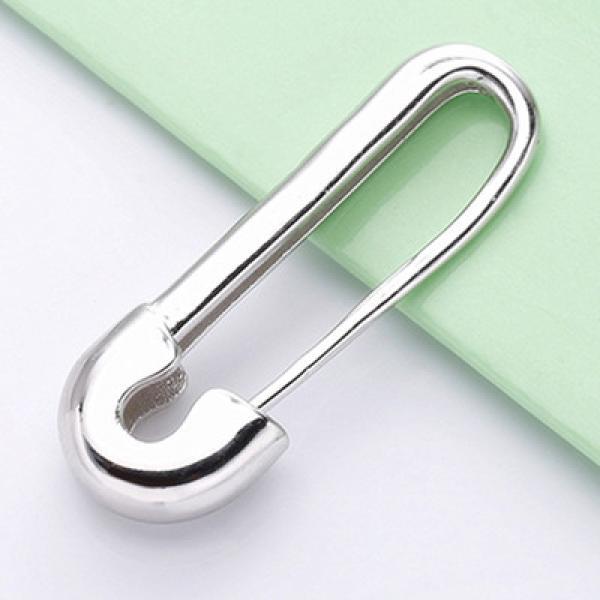 925 Silver Safety Pin Drop Earring Women Party No Stone Single Ear Jewelry