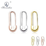 925 Silver Safety Pin Drop Earring Women Party No Stone Single Ear Jewelry