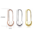 925 Silver Safety Pin Drop Earring Women Party No Stone Single Ear Jewelry