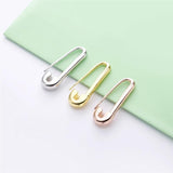 925 Silver Safety Pin Drop Earring Women Party No Stone Single Ear Jewelry
