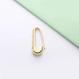 925 Silver Safety Pin Drop Earring Women Party No Stone Single Ear Jewelry