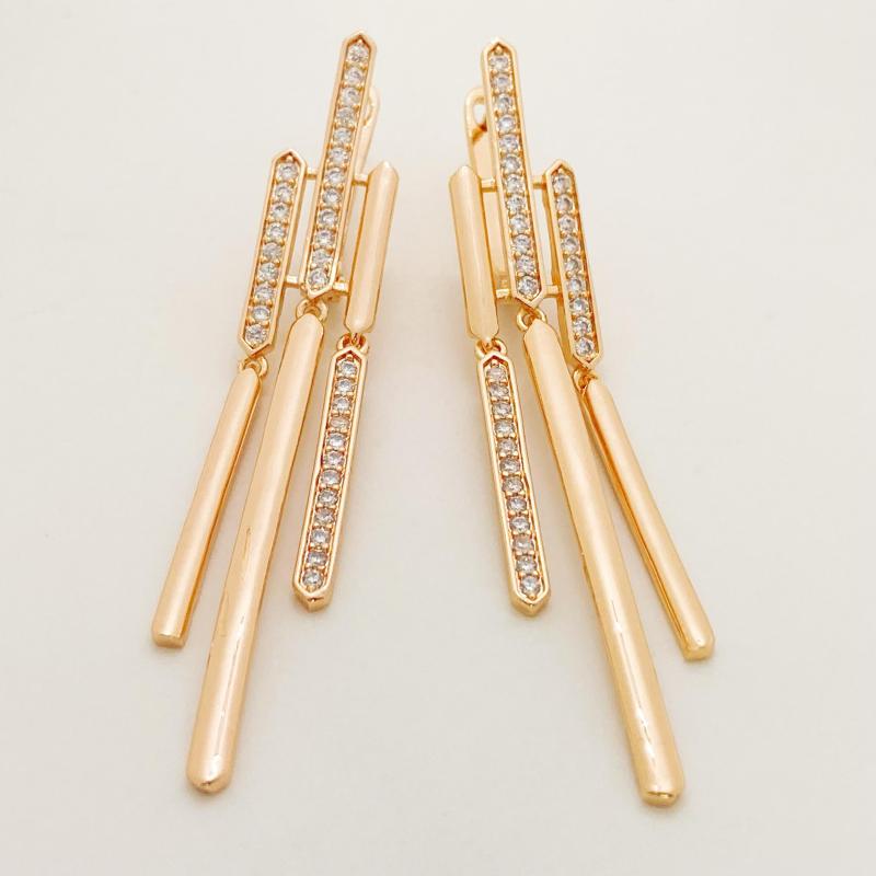 Geometric Tassel Stone 585 Dangle Earrings Exclusive Wedding Party Jewelry