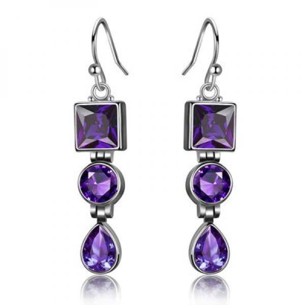 Lavender Amethyst 925 Silver Long earrings Jewelry Women Party Gift