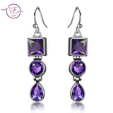 Lavender Amethyst 925 Silver Long earrings Jewelry Women Party Gift