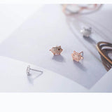 MloveAcc 925 Silver Rose Pig CZ Stud Earrings