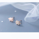 MloveAcc 925 Silver Rose Pig CZ Stud Earrings