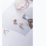 MloveAcc 925 Silver Rose Pig CZ Stud Earrings