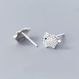 MloveAcc 925 Silver Rose Pig CZ Stud Earrings
