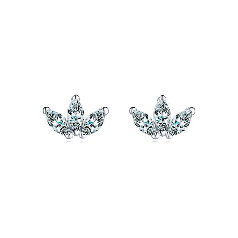 925 Silver Crown CZ Ear Studs Sparkling Tiny Earrings