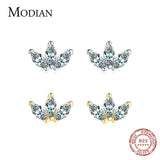 925 Silver Crown CZ Ear Studs Sparkling Tiny Earrings