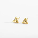925 Sterling Silver V Zircon CZ Stud Earring Piercing Clips Women Fine Jewelry