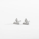 925 Sterling Silver V Zircon CZ Stud Earring Piercing Clips Women Fine Jewelry