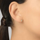 925 Sterling Silver V Zircon CZ Stud Earring Piercing Clips Women Fine Jewelry