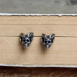 925 Silver Satan Skull Stud Earring Street Punk Style