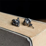 925 Silver Satan Skull Stud Earring Street Punk Style
