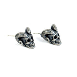 925 Silver Satan Skull Stud Earring Street Punk Style