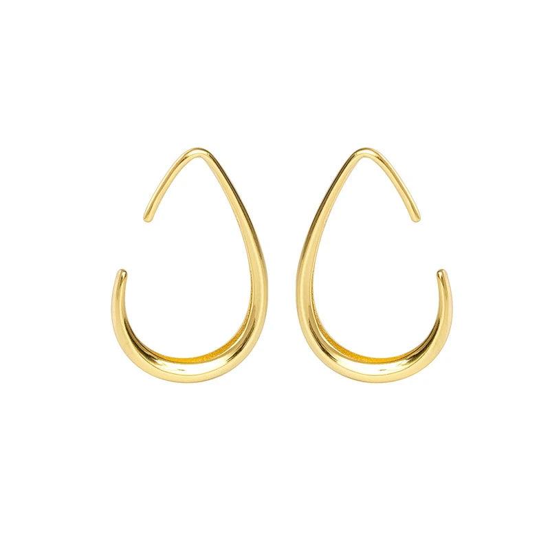 925 Silver Geometric Hook Hoop Earrings 14K Classic Fine Jewelry