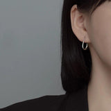 925 Silver Geometric Hook Hoop Earrings 14K Classic Fine Jewelry