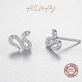 925 Silver Snake Earrings CZ Anti-Allergy Fine Jewelry