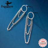 Trustdavis 925 Sterling Silver Multilayer Chain Stud Earrings