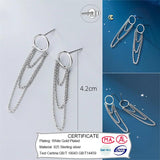 Trustdavis 925 Sterling Silver Multilayer Chain Stud Earrings