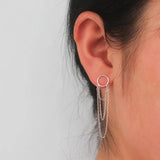 Trustdavis 925 Sterling Silver Multilayer Chain Stud Earrings